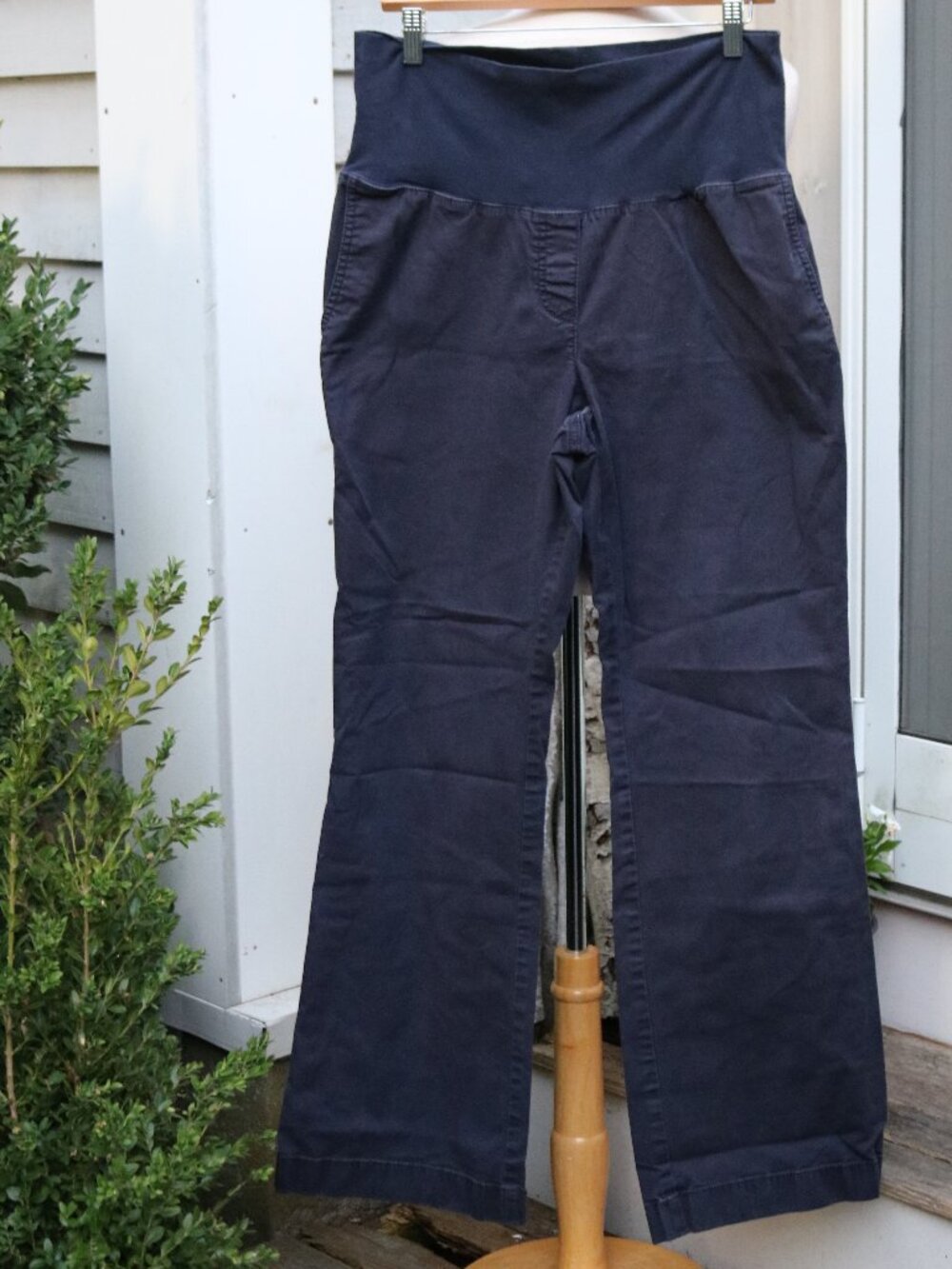LOFT Maternity Navy Blue Wide Waist Panel Classic Stretch Chino Pants Sz 10